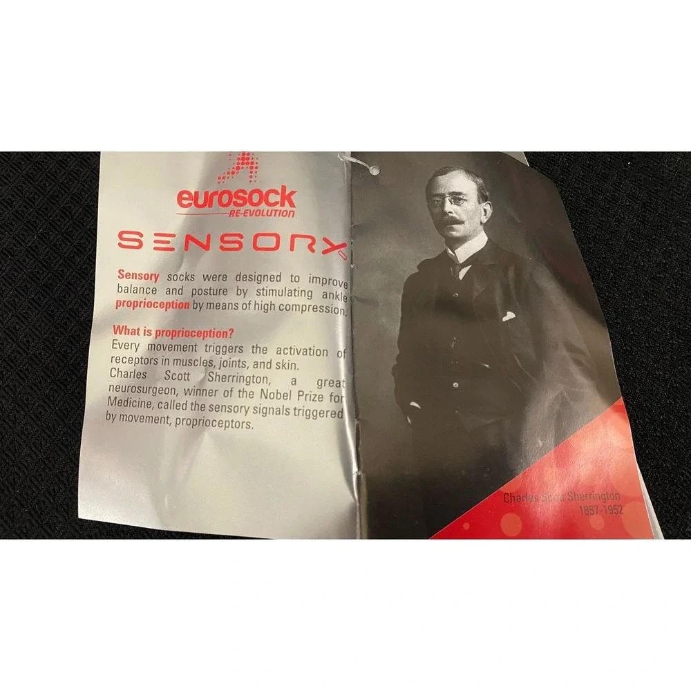 Eurosock Sensory Crew Compression Socks White Grey Size L Ankle Support 41802